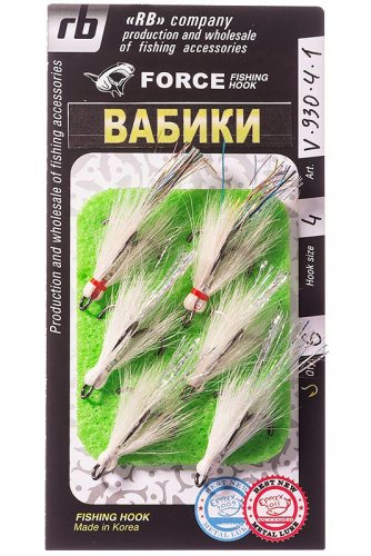 6 шт) , крючок №4  FORCE (шерсть козы) (Набор вабиков на тройнике  V-930-4-1  (6 шт) , крючок №4  FORCE (шерсть козы)
